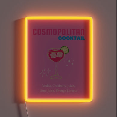 Vibrant pink cocktail art decor neon sign for cosmopolitan lovers