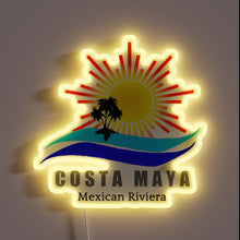 Charger l&#39;image dans la galerie, Vibrant Colorful Neon Sign Depicting Iconic Costa Maya Mexico Landscape
