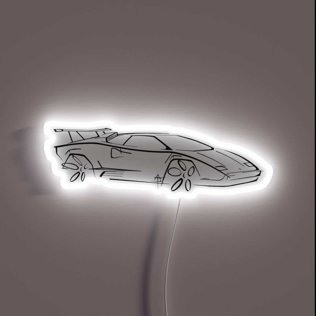 Dramatic Lamborghini Countach LED Neon Sign with Color Changing RGB Lights