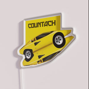 Boldly colored Countach RGB neon sign for Italian car enthusiasts