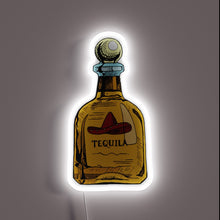 Charger l&#39;image dans la galerie, **Alt text:** *Neon tequila bottle with sombrero label and white glow.*