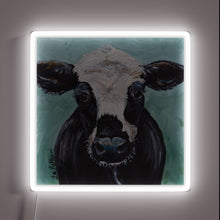 Charger l&#39;image dans la galerie, Neon cow art print in vibrant Maybelline inspired RGB colors