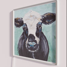 Charger l&#39;image dans la galerie, Neon Boho Decorative Cow Art Print Colorful RGB Wall Sign