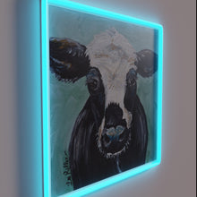 Charger l&#39;image dans la galerie, Neon bovine art statement with vibrant Maybelline inspired RGB glow