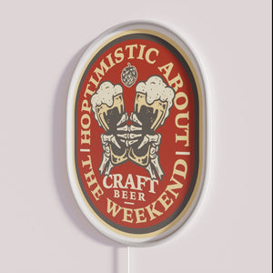 RGB Neon Sign with Craft Beer Inspired Weekend Motivation Design