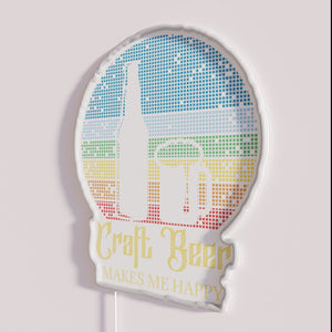 Brightly lit craft beer enthusiast home decor neon bar sign