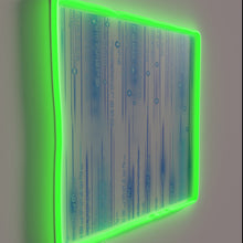 Charger l&#39;image dans la galerie, Code-inspired colorful art piece with programmable RGB neon lighting accents.