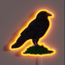 Charger l&#39;image dans la galerie, Glowing crow figurine with vibrant RGB neon light accents