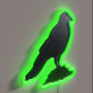 Eye-catching Crow in vibrant RGB neon lighting decoration ambiance creator.