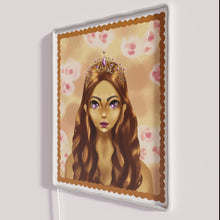 Charger l&#39;image dans la galerie, Vibrant LED neon portrait of regal royalty, crowned princess silhouette