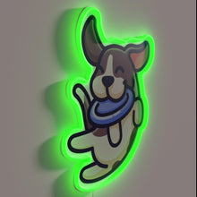 Charger l&#39;image dans la galerie, Colorful Neon Sign of Happy Dog Catching Frisbee in Action