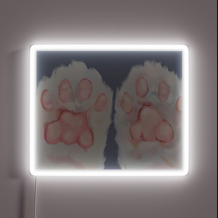 Vibrant RGB LED Sign Featuring Adorable Kitten Paw Artwork Design