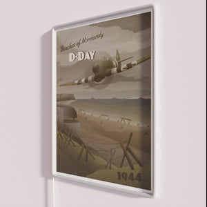 Vintage inspired travel poster replica with colorful RGB lighting effect.