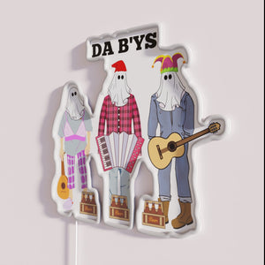 Vibrant Musical Mummers Neon Sign in Bright RGB Color Scheme