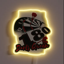 Charger l&#39;image dans la galerie, Neon Darts Sign with Glowing Rainbow Colors and Bullseye Design