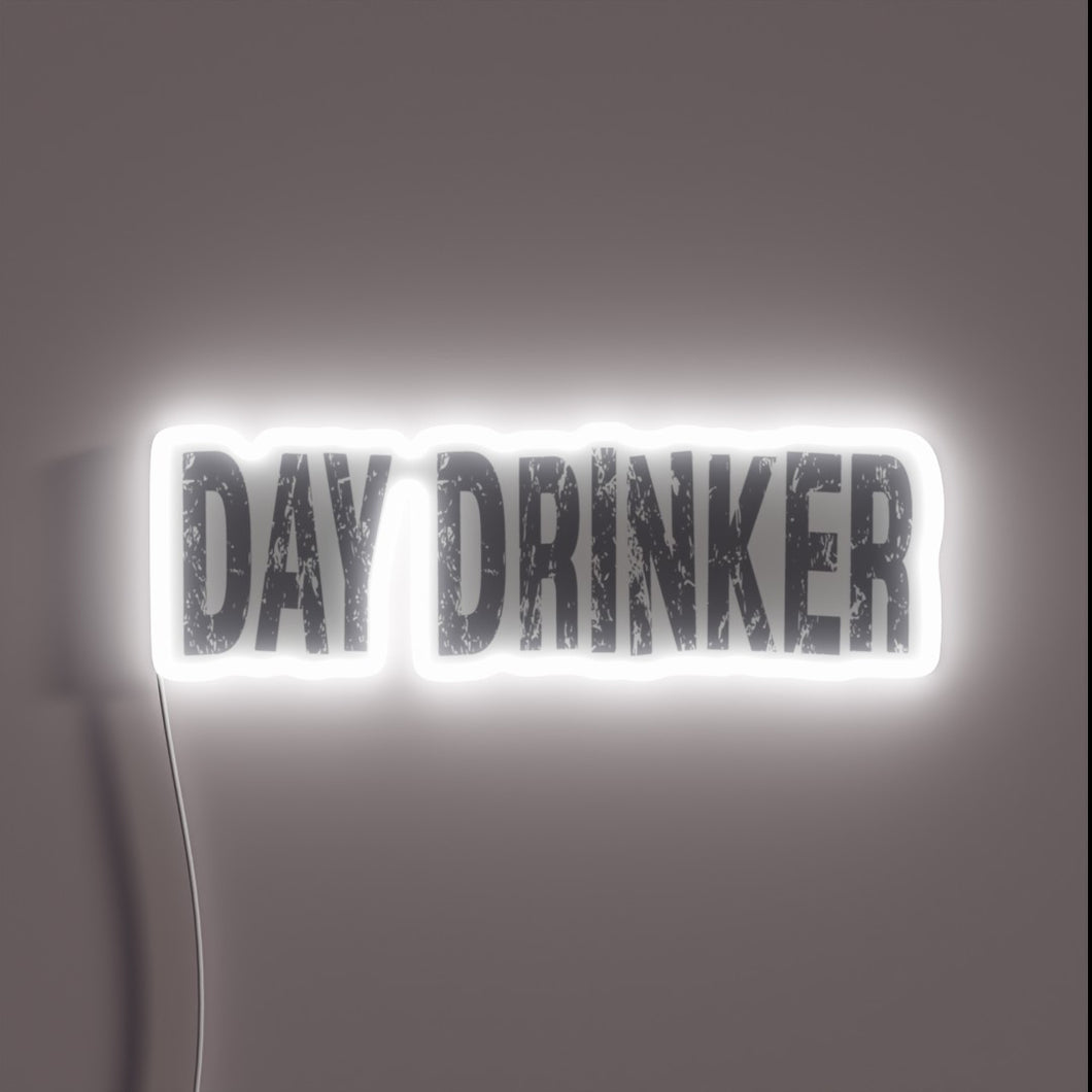 Vibrant RGB LED neon sign illuminating day drinking enthusiasts vibes.