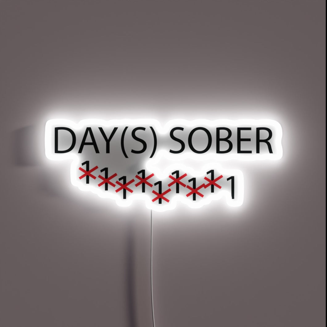 Customizable Motivational Neon Sign Celebrating Every Day of Sobriety Progress
