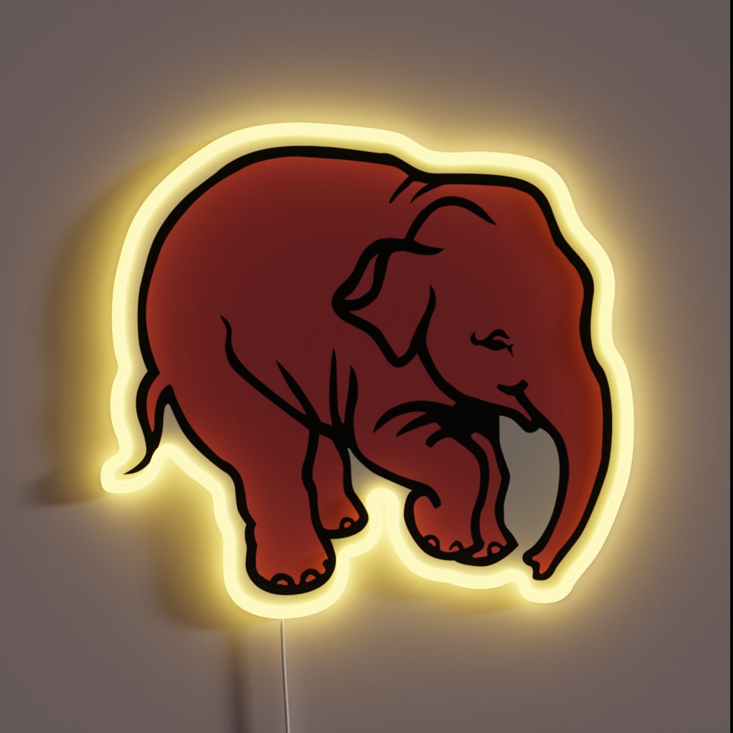 Vibrant Delirium Elephant Neon Sign in Eye-Catching Rainbow Colors Scheme