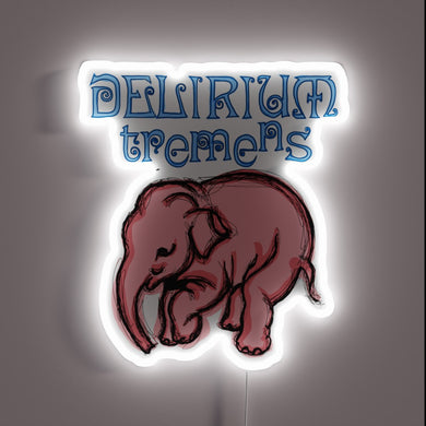 Glowing pink elephant with bold RGB lights in a vibrant scene.