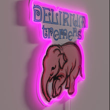 Charger l&#39;image dans la galerie, Vibrant pink elephant logo radiates quirky charm in colorful neon glow.