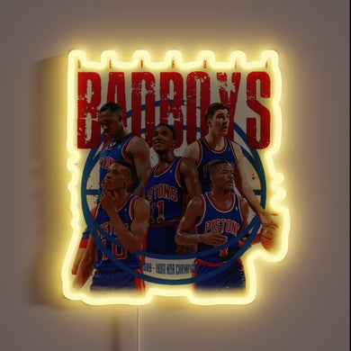 Authentic Detroit Pistons 'Bad Boys' NBA Team Neon Sign Lamp