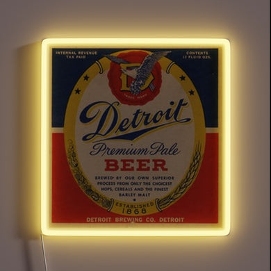 Brighten up your bar with this vibrant Detroit beer sign