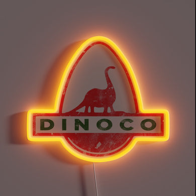 Vibrant Dinoco logo with colorful RGB neon lights glow effect.