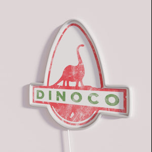Vibrant Dinoco branded neon light display for home decor enthusiasts.