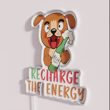 Charger l&#39;image dans la galerie, Vibrant Neon Sign Featuring Happy Dogs Enjoying Beer Together Indoors