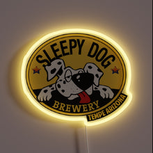 Charger l&#39;image dans la galerie, Sleepy Dog Brewery Tempe Arizona customneon sign with yellow LED glow
