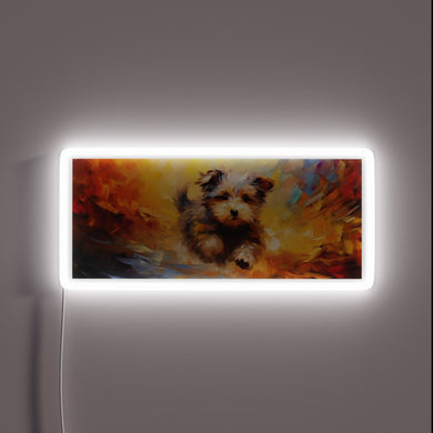 Vibrant Neon Sign of Happy Dogs in an Artistic Oil Rendering