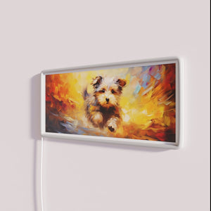 Neon Dog Artwork Sign in Vibrant RGB Colorful Pet Paintings
