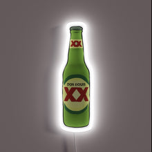Charger l&#39;image dans la galerie, Vibrant full-color LED light box advertises iconic Dos Equis beer brand.