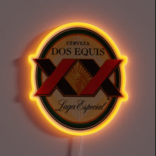 Charger l&#39;image dans la galerie, **Alt text:** *Dos Equis beer logo neon sign with glowing orange border.*