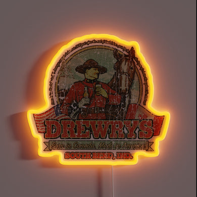 Vintage Retro Illuminated Drewrys Whiskey Bar Sign from 1936 Era