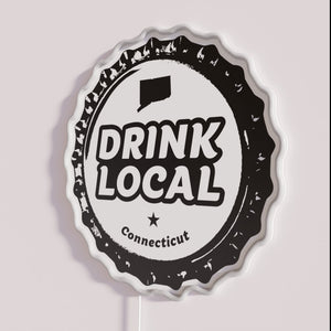 Neon Connecticut Craft Beer Wall Sign with Color Changing Bottle Caps