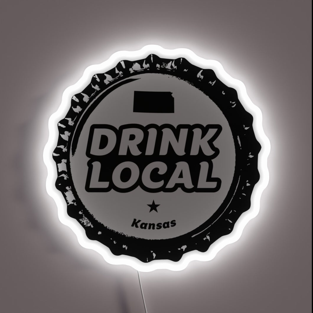 Vibrant RGB neon sign featuring a bottle cap design locally.