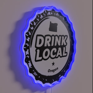 Hand-painted local craft beer bottle cap design RGB LED sign