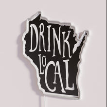 Charger l&#39;image dans la galerie, Neon Wisconsin State Outline Sign Celebrating Local Craft Beer Culture