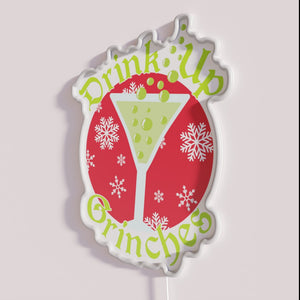 Vibrant Christmas humor neon sign with RGB LED drinkware design