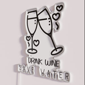 RGB Neon Wall Sign: Save Water with Every Glass of Wine