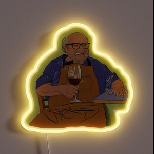 Quirky home decor featuring a stylized portrait of actor Danny DeVito.