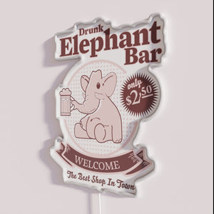 Vibrant Drunk Elephant Bar RGB LED Neon Wall Art Decoration