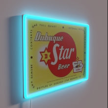 Charger l&#39;image dans la galerie, Vintage-inspired Dubuque Star Beer signage with colorful, glowing LED accents.