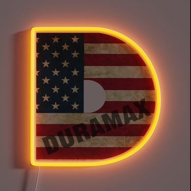 Patriotic Neon Sign with RGB LED Lighting Displaying US Flag