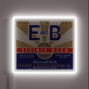 Vibrant RGB Neon Sign Featuring Iconic E and B Steinie Logo