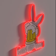Charger l&#39;image dans la galerie, Bar decor with fun ears and beer glasses in neon.