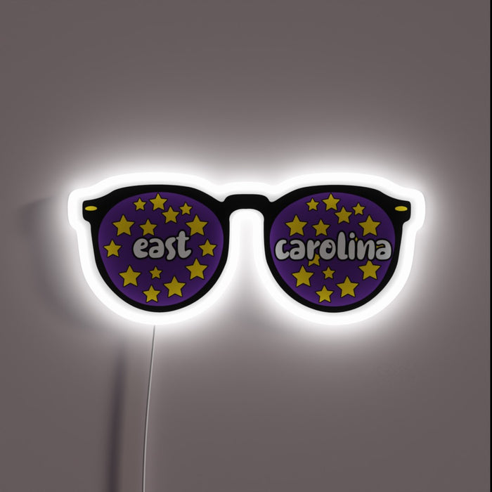 Eye-catching East Carolina University-inspired neon-accented RGB LED sunglasses accessory