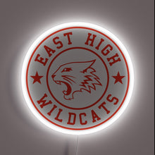 Charger l&#39;image dans la galerie, East High Wildcats neon sign – bold red and white High School Musical-inspired wall decor for fans, dorm rooms, or teen bedrooms