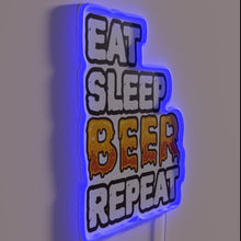 Charger l&#39;image dans la galerie, Funny Drinker Quote RGB Neon Sign: Eat Sleep Drink Repeat